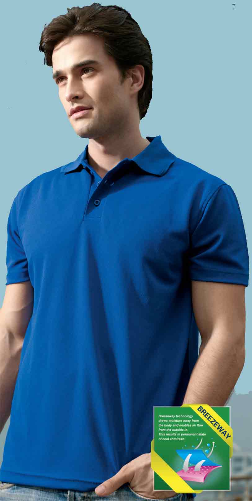 Impact  Breezeway Polo shirt 160gsm Breezeway polo SHIRT  polyester, Micromesh fabric designed to be quick dry with sun protection and Anti-Bacterial treatment Breezeway technology draws moisture away from the body and maximizes the air ventilation’ always keeps you dry and fresh.